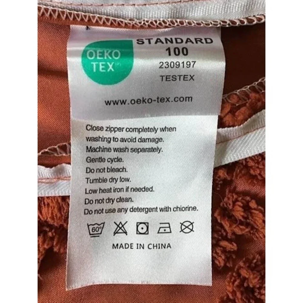 Oeko Tex Standard 100 Tufted Full Queen Duvet Cover Bed Rust Chenille Diamond 3
